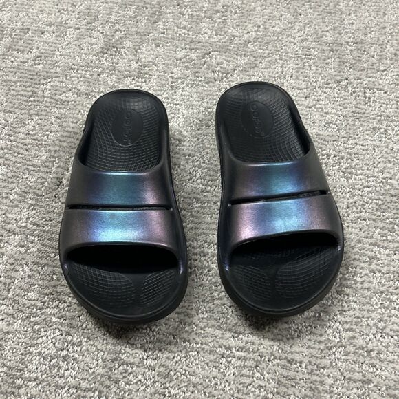Oofos Ooahh Luxe Slide Sandals Womens 6 Midnight Spectre Classic EU 37 Recovery - Picture 4 of 9